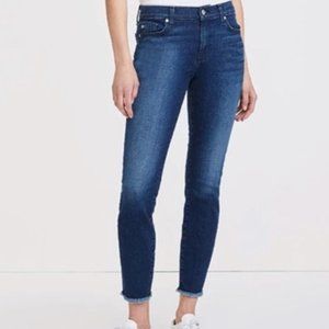 7 for all mankind ankle skinny frayed hem dark indigo Size 29